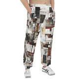 Men's Sweatpants Modern Art Abstraction Brown and White