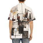 Hawaiian Shirt Modern Art Abstraction Brown and White