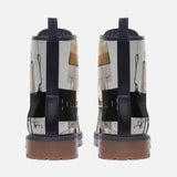 Leather Boots Modern Art Abstraction Brown and White