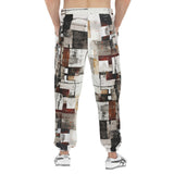 Men's Sweatpants Modern Art Abstraction Brown and White