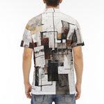 Men's Polo Shirt Modern Art Abstraction Brown and White