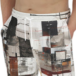 Men's Sweatpants Modern Art Abstraction Brown and White