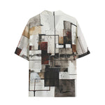 Hawaiian Shirt Modern Art Abstraction Brown and White