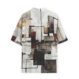 Hawaiian Shirt Modern Art Abstraction Brown and White