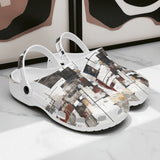 Classic Clogs Modern Art Abstraction Brown and White
