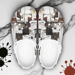 Classic Clogs Modern Art Abstraction Brown and White