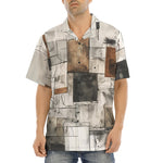 Hawaiian Shirt Modern Art Abstraction Brown and White
