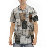 Men's Polo Shirt Modern Art Abstraction Brown and White