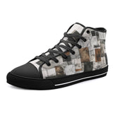 High-Top Canvas Shoes Modern Art Abstraction Brown and White