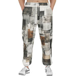 Men's Sweatpants Modern Art Abstraction Brown and White