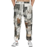 Men's Sweatpants Modern Art Abstraction Brown and White