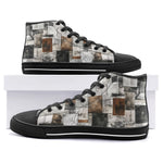 High-Top Canvas Shoes Modern Art Abstraction Brown and White