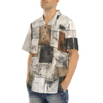 Hawaiian Shirt Modern Art Abstraction Brown and White