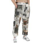 Men's Sweatpants Modern Art Abstraction Brown and White