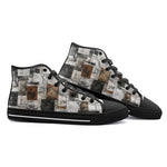 High-Top Canvas Shoes Modern Art Abstraction Brown and White