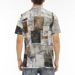 Men's Polo Shirt Modern Art Abstraction Brown and White
