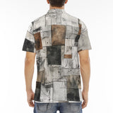 Men's Polo Shirt Modern Art Abstraction Brown and White