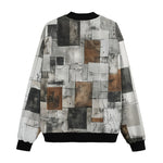 Bomber Jacket Modern Art Abstraction Brown and White