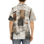 Hawaiian Shirt Modern Art Abstraction Brown and White
