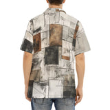 Hawaiian Shirt Modern Art Abstraction Brown and White