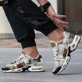 Air Cushion Sneakers Modern Art Abstraction Brown and White