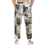 Men's Sweatpants Modern Art Abstraction Brown and White