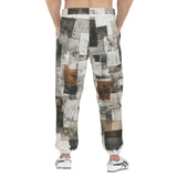 Men's Sweatpants Modern Art Abstraction Brown and White