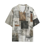 Hawaiian Shirt Modern Art Abstraction Brown and White