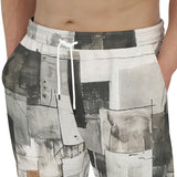 Men's Sweatpants Modern Art Abstraction Brown and White
