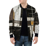 Bomber Jacket Modern Art Abstraction Brown and White