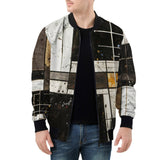 Bomber Jacket Modern Art Abstraction Brown and White