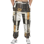 Men's Sweatpants Modern Art Abstraction Brown and White
