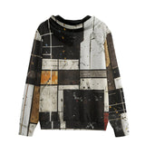 Men's Zip Up Hoodie Modern Art Abstraction Brown and White