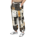 Men's Sweatpants Modern Art Abstraction Brown and White