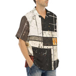 Hawaiian Shirt Modern Art Abstraction Brown and White