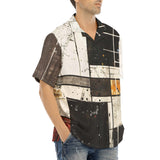 Hawaiian Shirt Modern Art Abstraction Brown and White