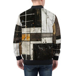 Bomber Jacket Modern Art Abstraction Brown and White