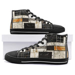 High-Top Canvas Shoes Modern Art Abstraction Brown and White