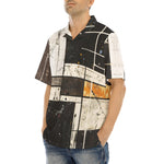 Hawaiian Shirt Modern Art Abstraction Brown and White