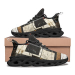 Sports Mesh Sneakers Modern Art Abstraction Brown and White