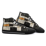 High-Top Canvas Shoes Modern Art Abstraction Brown and White