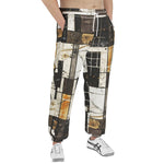 Men's Sweatpants Modern Art Abstraction Brown and White