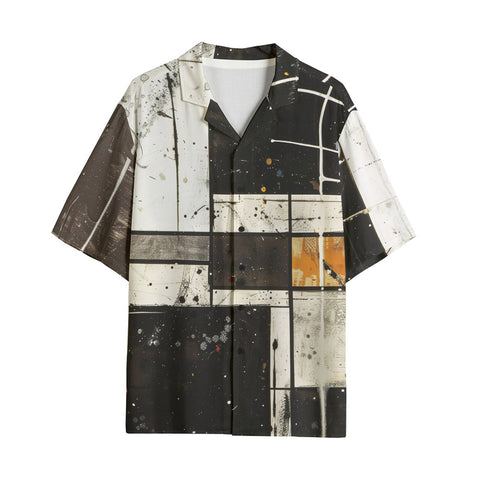 Hawaiian Shirt Modern Art Abstraction Brown and White