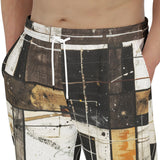 Men's Sweatpants Modern Art Abstraction Brown and White