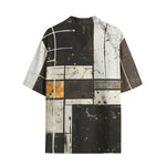 Hawaiian Shirt Modern Art Abstraction Brown and White