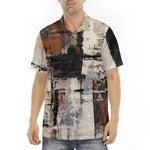 Men's Polo Shirt Modern Art Abstraction Brown and White