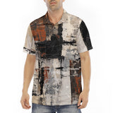 Men's Polo Shirt Modern Art Abstraction Brown and White
