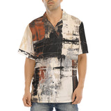 Hawaiian Shirt Modern Art Abstraction Brown and White