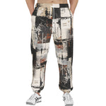 Men's Sweatpants Modern Art Abstraction Brown and White