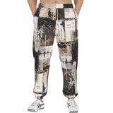 Men's Sweatpants Modern Art Abstraction Brown and White
